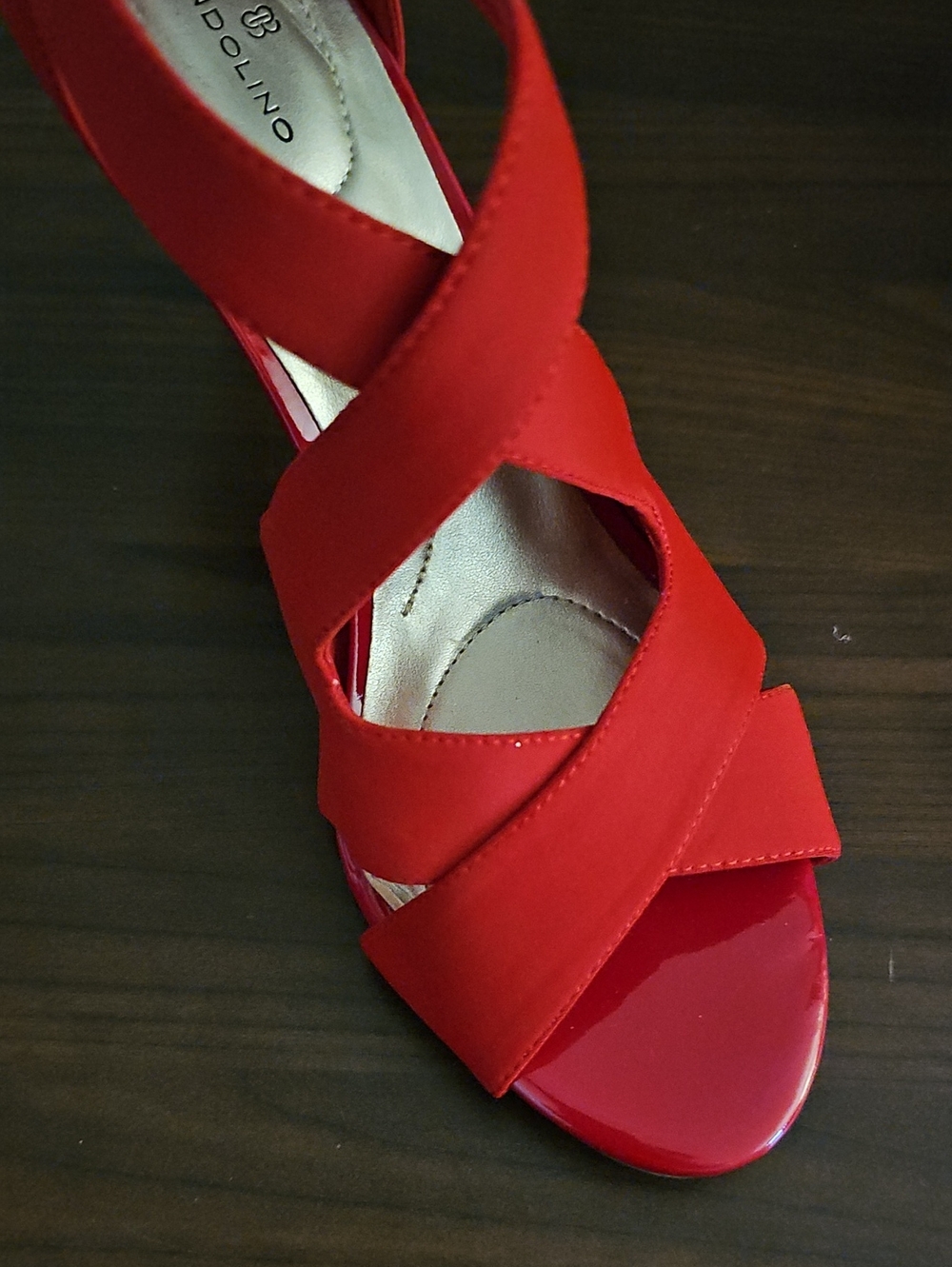 Bandolino Red Crisscross Buckle Slingback Patent Heels